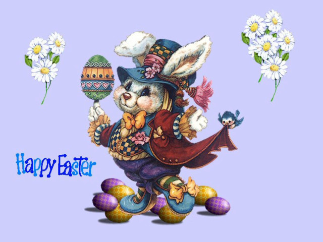 Happy easter bunny skateboard egg free wallpaper for desktop - medium preview image