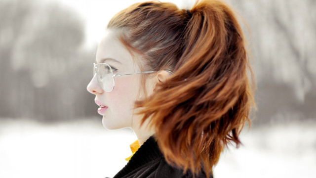 Woman glasses black jacket snow #2 free wallpaper for desktop - medium preview image