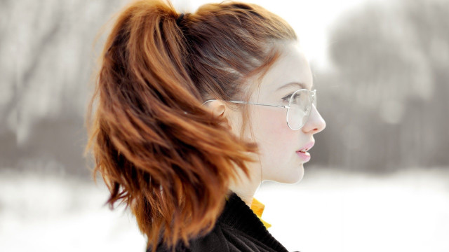 Woman glasses black jacket snow free wallpaper for desktop - medium preview image