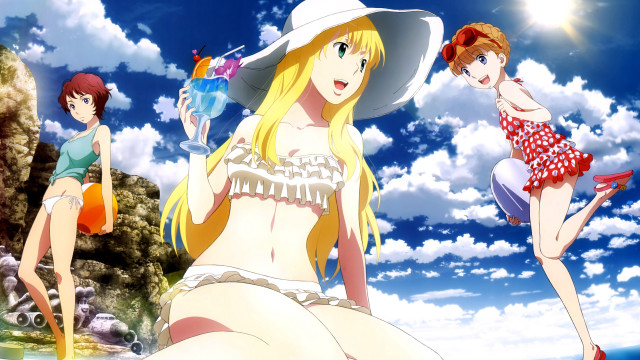 Beach bathing suits women hats free wallpaper for desktop - medium preview image