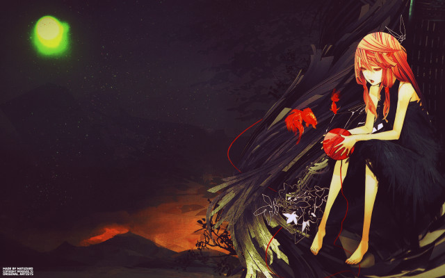 Woman sitting rock flower green free wallpaper for desktop - medium preview image