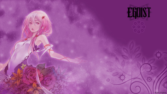 Pink haired girl purple flower free wallpaper for desktop - medium preview image