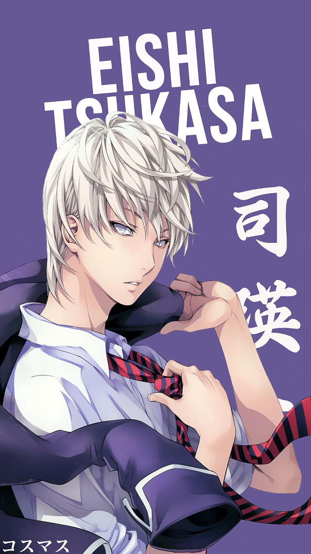 White haired man purple background free wallpaper for mobile - medium preview image