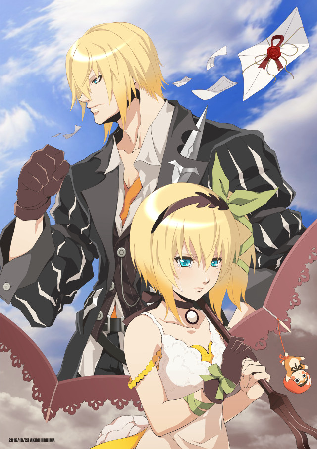 Anime couple cloudy kite sky free wallpaper for mobile - medium preview image