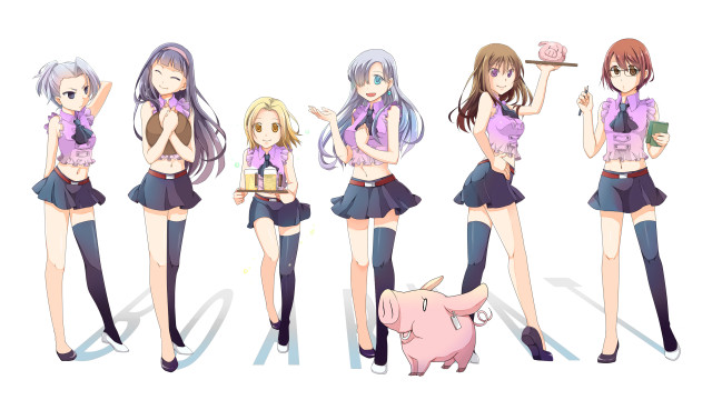 Anime girls outfits piggy bank free wallpaper for desktop - medium preview image