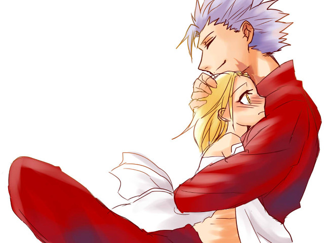 Man woman hugging cartoon red free wallpaper for desktop - medium preview image