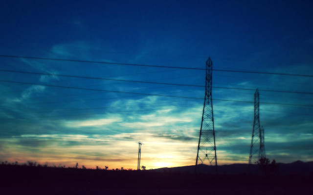 Sunset power lines telephone poles #2 free wallpaper for desktop - medium preview image