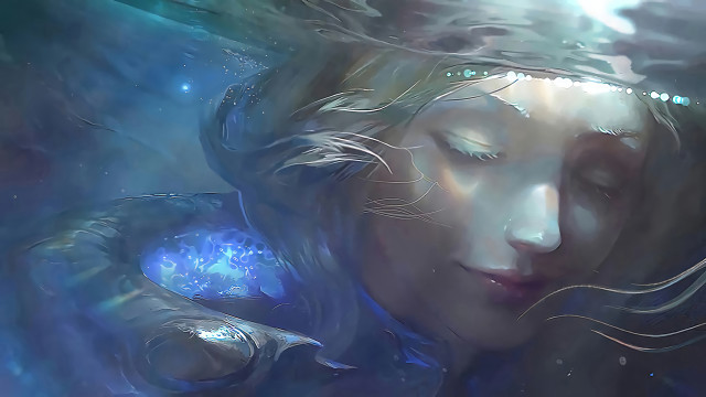 Woman water underwater fantasy painting free wallpaper for desktop - medium preview image