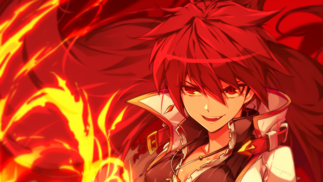 Red hair woman sword fire free wallpaper for desktop - medium preview image