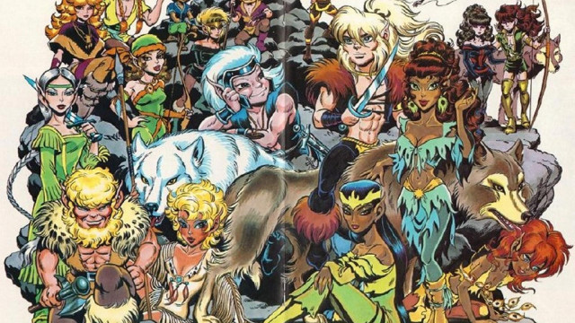 Cartoon characters circle white black free wallpaper for desktop - medium preview image