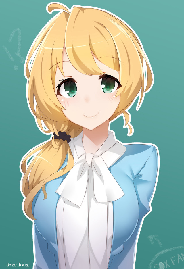 Blonde girl green eyes blue free wallpaper for mobile - medium preview image
