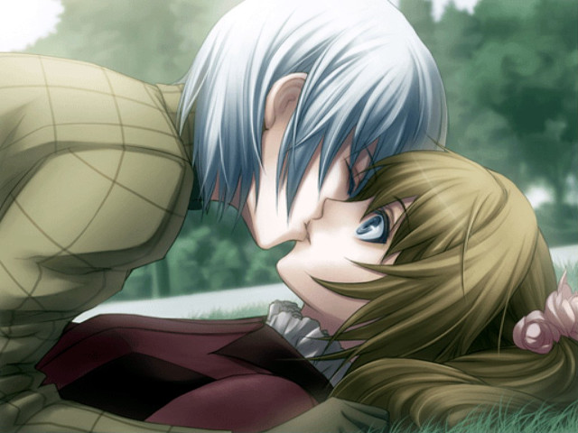 Man woman grass trees sky free wallpaper for desktop - medium preview image