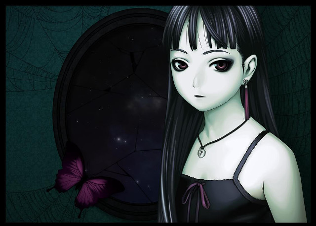 Gothic girl butterflies black top free wallpaper for desktop - medium preview image