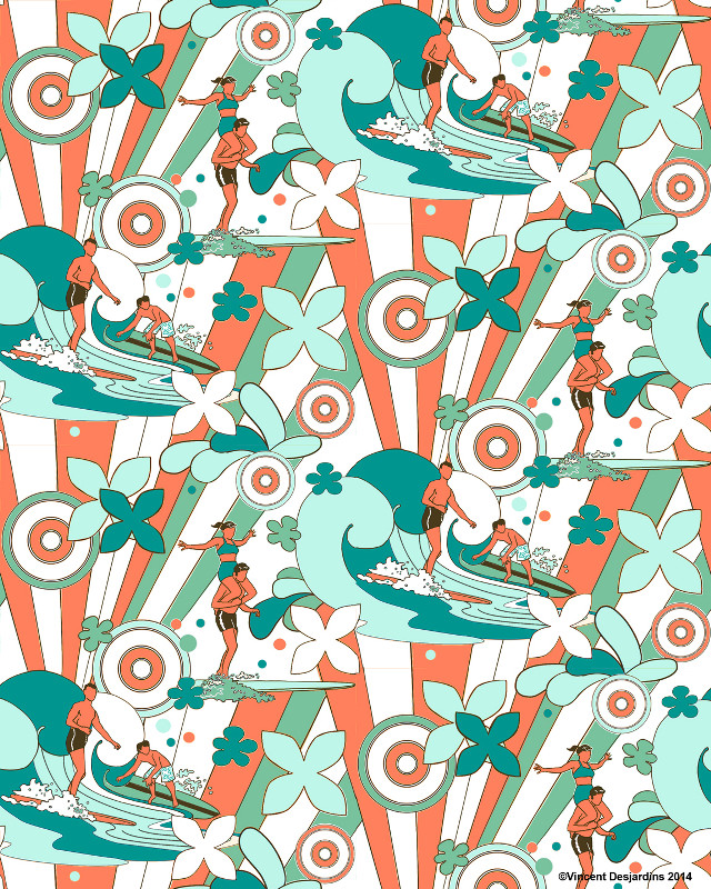 Woman surfing wave sunburst pop free wallpaper for mobile - medium preview image