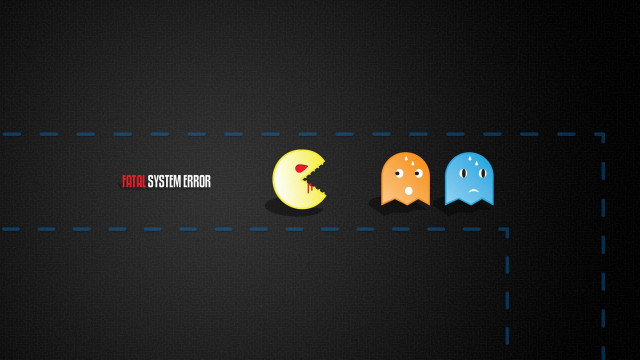 Black background three pacman characters free wallpaper for desktop - medium preview image