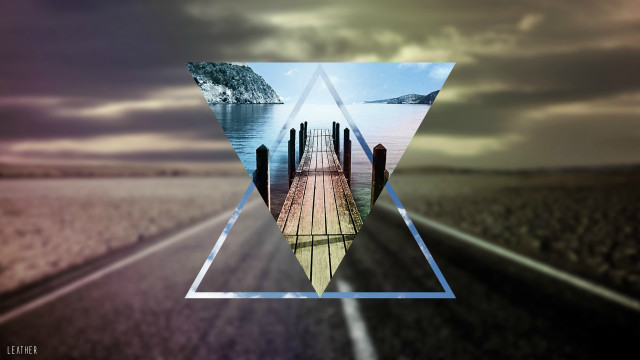 Bridge boat ocean sky geometric free wallpaper for desktop - medium preview image