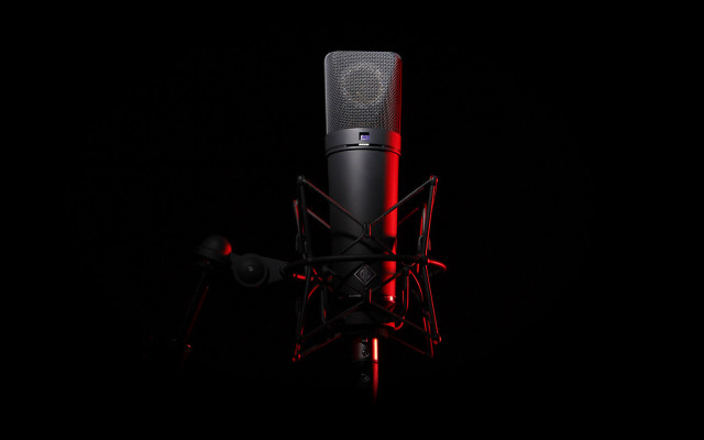 Microphone red light dark room free wallpaper for desktop - medium preview image