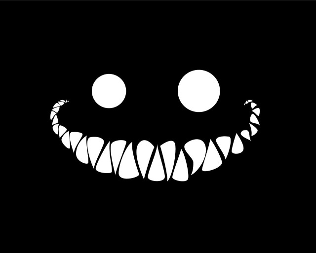 Scary black white face grin free wallpaper for desktop - medium preview image