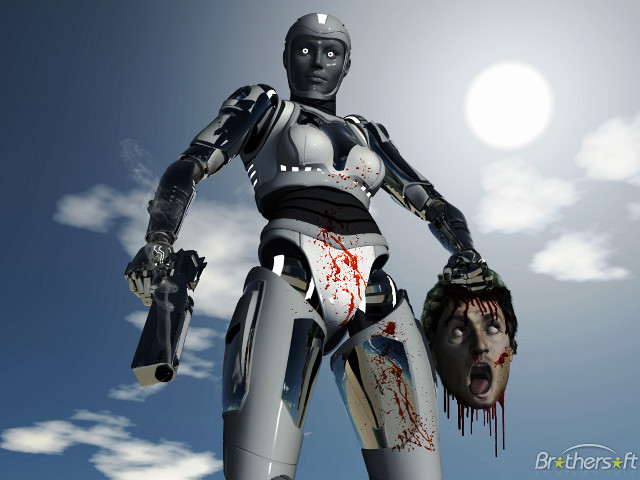 Futuristic woman suit gun bloody free wallpaper for desktop - medium preview image