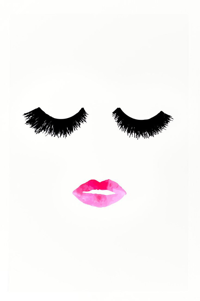 Woman face eyelashes pink lipstick free wallpaper for mobile - medium preview image