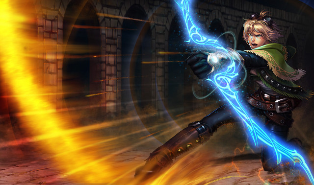 Woman sword fire glowing energy free wallpaper for desktop - medium preview image