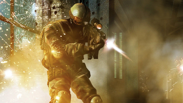 Futuristic man gun city fireworks free wallpaper for desktop - medium preview image