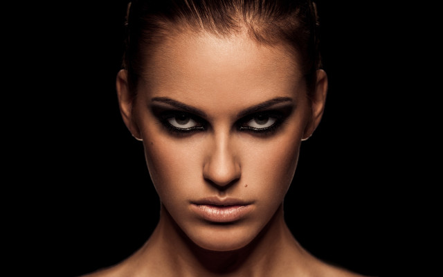 Woman black makeup serious look free wallpaper for desktop - medium preview image