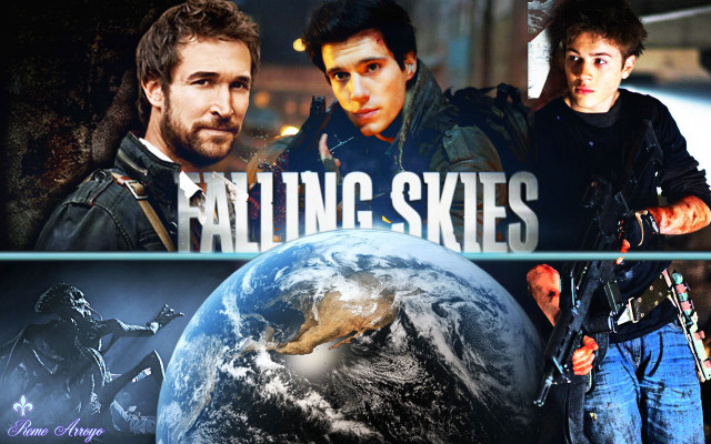 Falling skies collage man gun free wallpaper for desktop - medium preview image