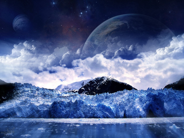 Iceberg ocean mountain range moon #2 free wallpaper for desktop - medium preview image