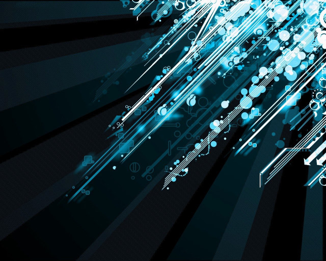 Blue abstract lines dots black free wallpaper for desktop - medium preview image