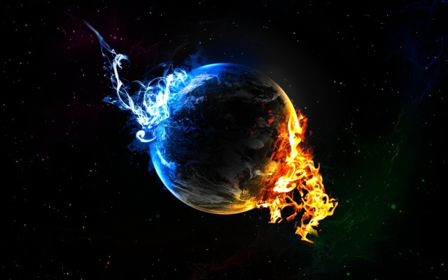 Fireball planet black background blue free wallpaper for desktop - medium preview image