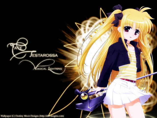 Anime girl blonde sword purple free wallpaper for desktop - medium preview image