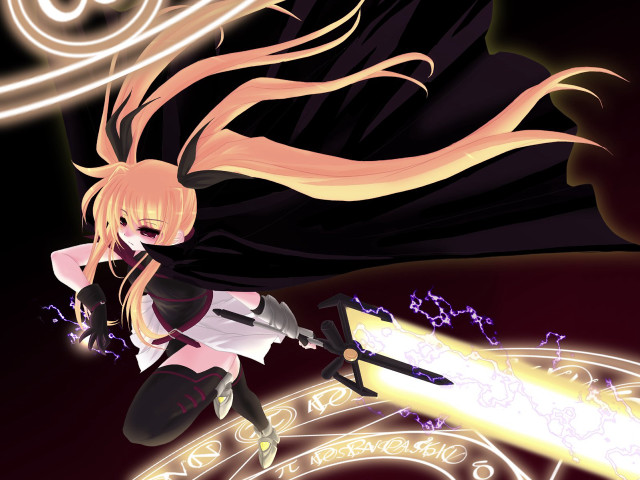 Girl sword cape light anime free wallpaper for desktop - medium preview image