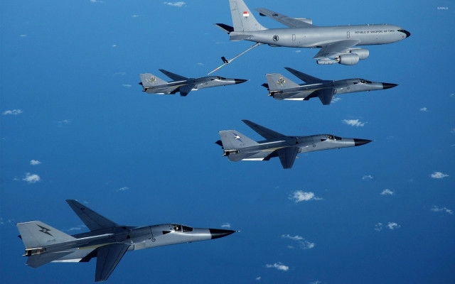 Fighter jets formation sky parachute free wallpaper for desktop - medium preview image