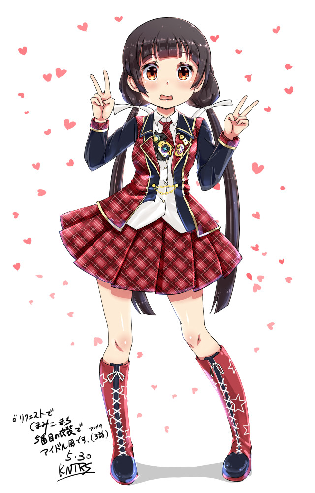 Girl school uniform peace sign free wallpaper for mobile - medium preview image