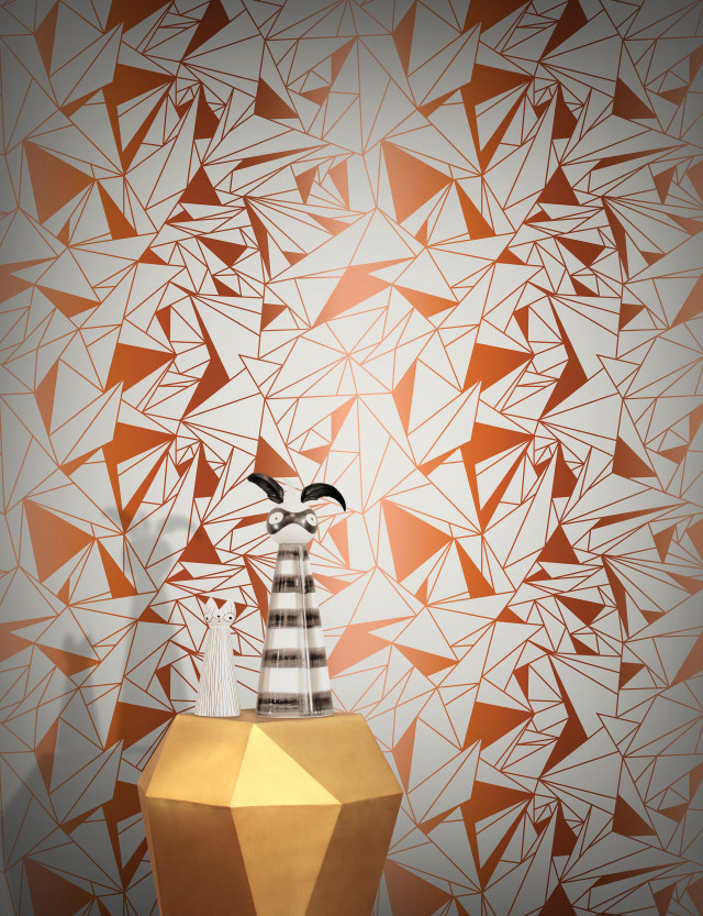 Vase bird wall geometric pattern free wallpaper for mobile - medium preview image