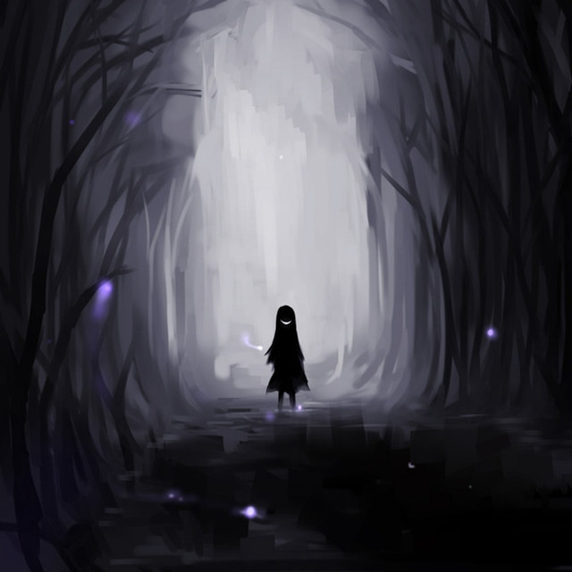 Dark forest figure foggy night free wallpaper for tablet - medium preview image