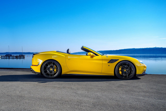 Yellow sports car water dock #2 free wallpaper for desktop - medium preview image