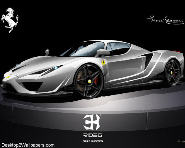 Silver sports car ferrari logo free wallpaper for desktop - medium preview image
