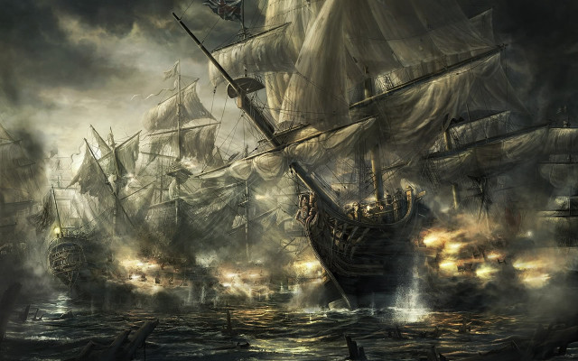 Pirate ship storm background smoke free wallpaper for desktop - medium preview image