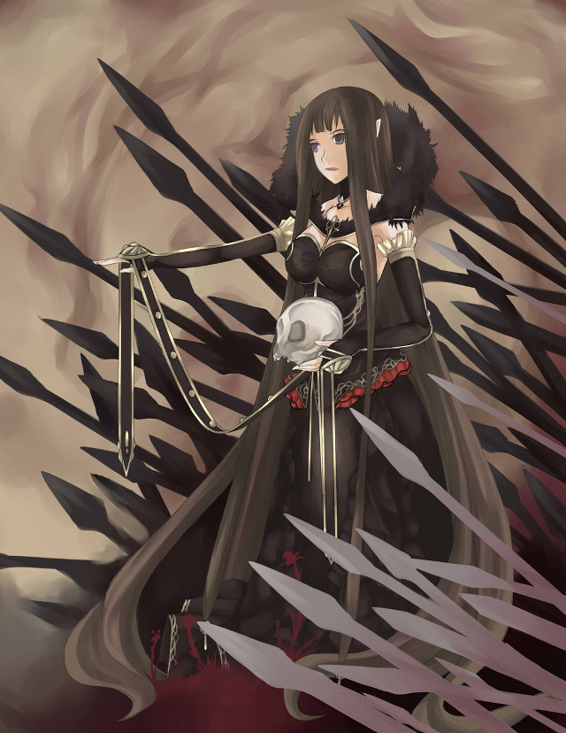 Woman black dress skull sword free wallpaper for mobile - medium preview image