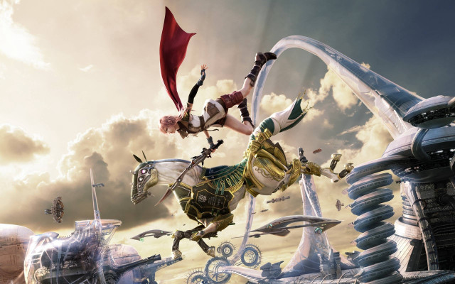 Woman costume flying city sculpture free wallpaper for desktop - medium preview image