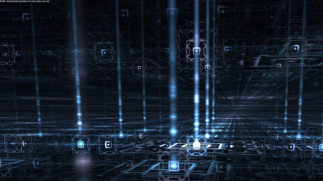 Dark background blue lights squares free wallpaper for desktop - medium preview image