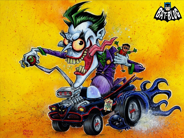 Cartoon character riding car joker free wallpaper for desktop - medium preview image