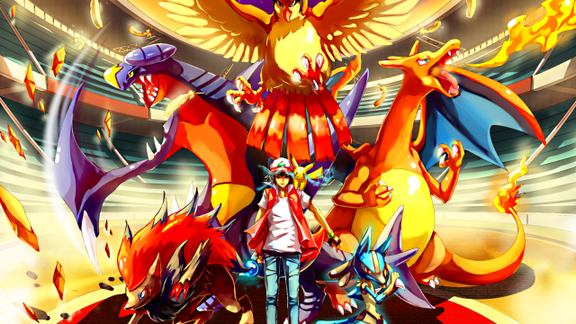 Fire breathing charizard pokemon poster free wallpaper for desktop - medium preview image