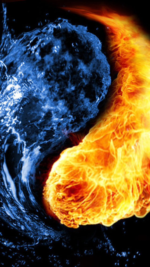 Fire water yin yang symbol free wallpaper for mobile - medium preview image