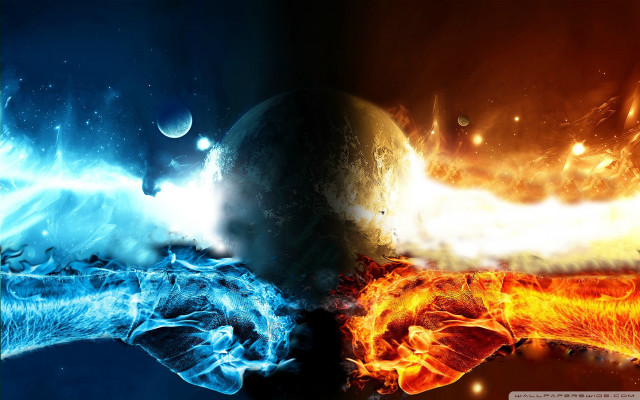 Fire ice space scene planet free wallpaper for desktop - medium preview image