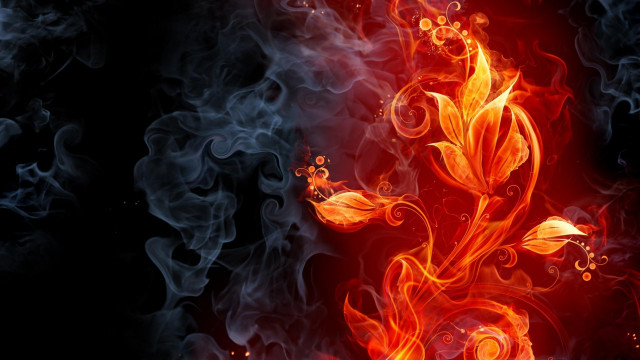 Red blue flower smoke black free wallpaper for desktop - medium preview image