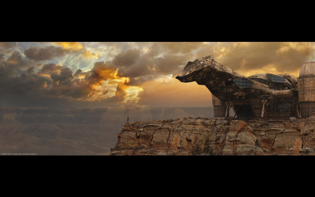 Large structure rocky cliff sky free wallpaper for desktop - medium preview image