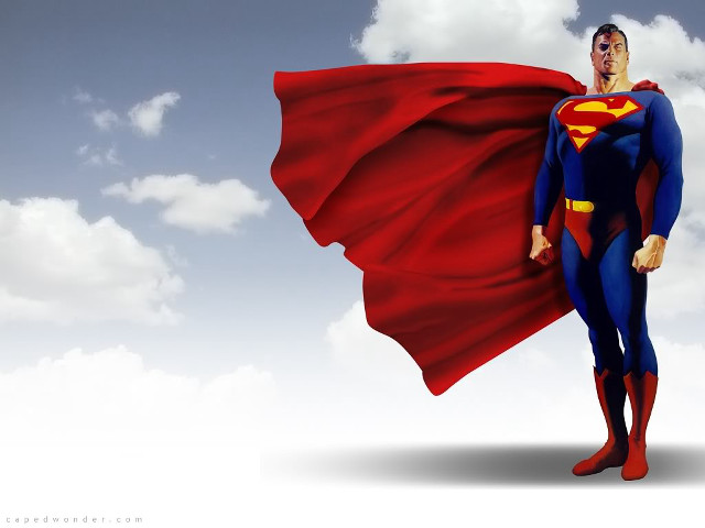 Superman flying clouds blue sky free wallpaper for desktop - medium preview image